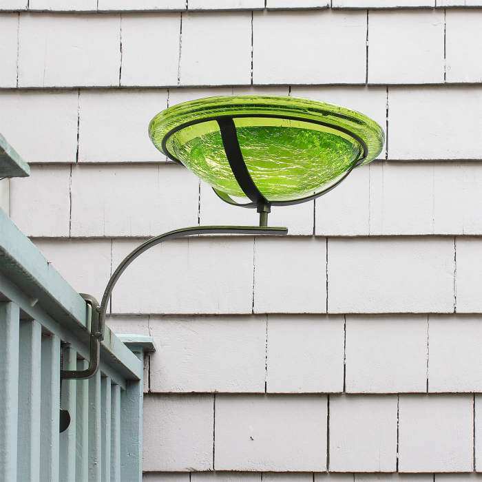 Crackle Glass Bird Bath 12